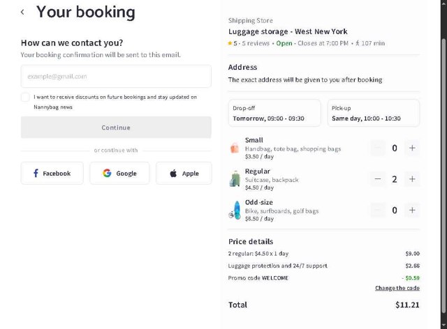 Nannybag checkout page showing Nannybag promo code box | Screenshot taken by SimplyCodes community member on Aug 11, 2025