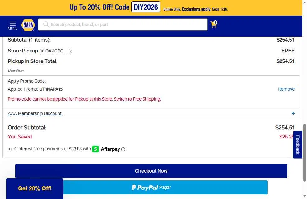 NAPA Auto Parts Promo Code - 25% Off (Verified) Feb 2026