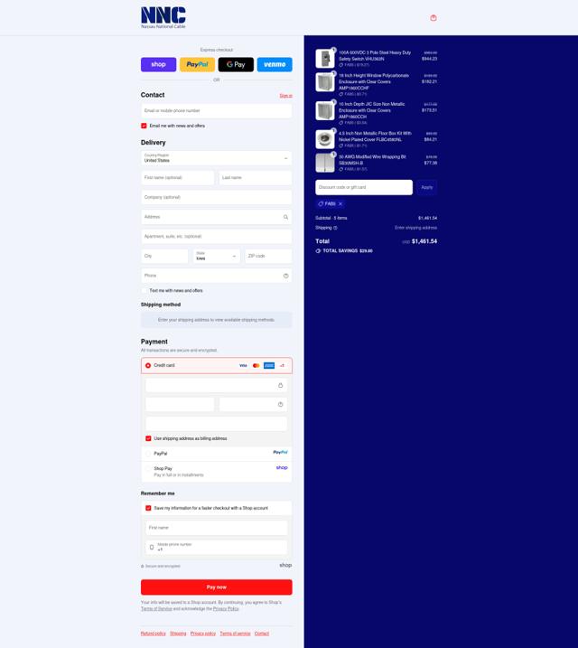 Nassau National Cable checkout page showing Nassau National Cable discount code box | Screenshot taken by SimplyCodes community member on Sep 15, 2025
