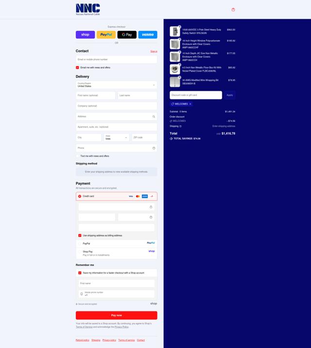 Nassau National Cable checkout page showing Nassau National Cable discount code box | Screenshot taken by SimplyCodes community member on Sep 15, 2025