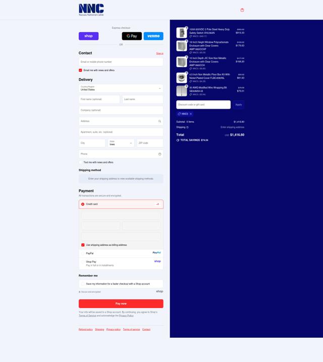 Nassau National Cable checkout page showing Nassau National Cable discount code box | Screenshot taken by SimplyCodes community member on Sep 15, 2025