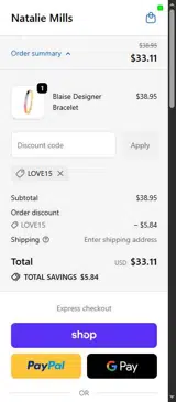 LOVE15 coupon verification screenshot