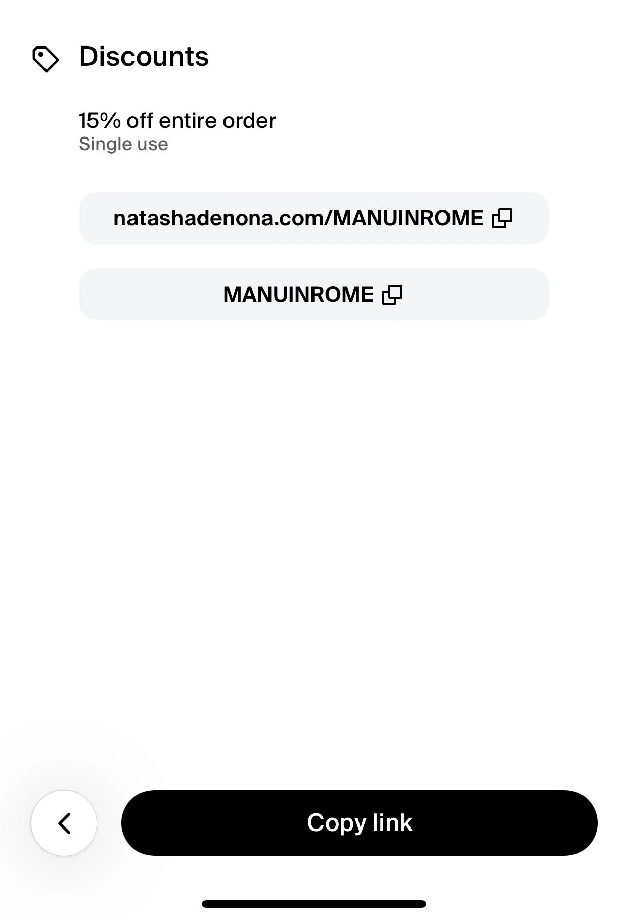 Natasha Denona discount code screenshot showing code MANUINROME applied at Natasha Denona checkout page. Uploaded by SimplyCodes community member Vagabondie on Sep 24, 2025
