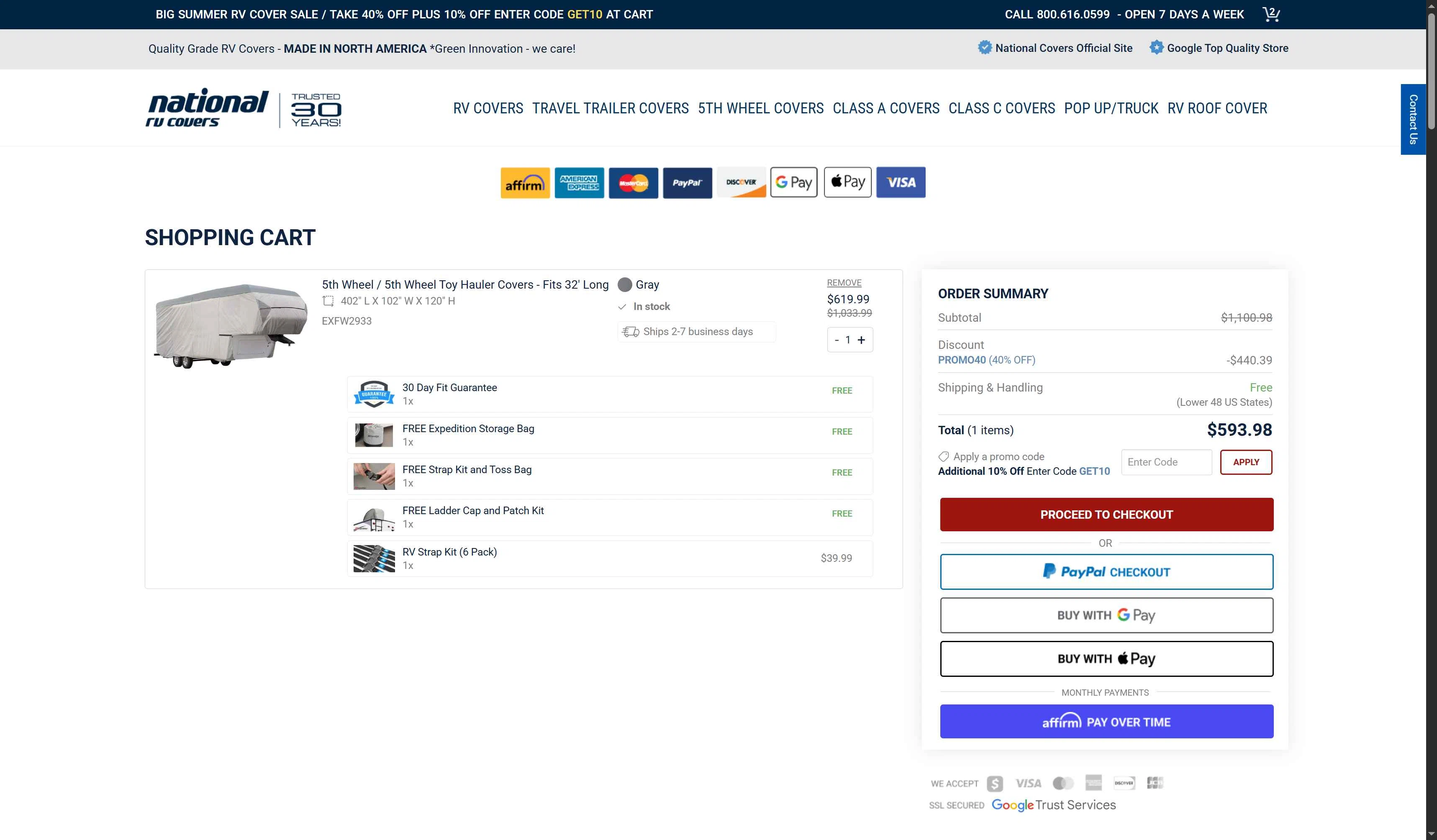 National Covers checkout page showing National Covers coupon code box | Screenshot taken by SimplyCodes community member on Jul 18, 2025