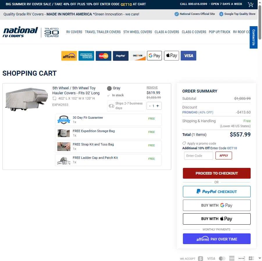 National Covers checkout page showing National Covers coupon code box | Screenshot taken by SimplyCodes community member on Jul 18, 2025