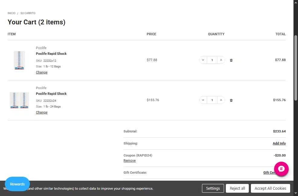 National Discount Pool Supplies checkout page showing National Discount Pool Supplies promo code box | Screenshot taken by SimplyCodes community member on Jul 15, 2025