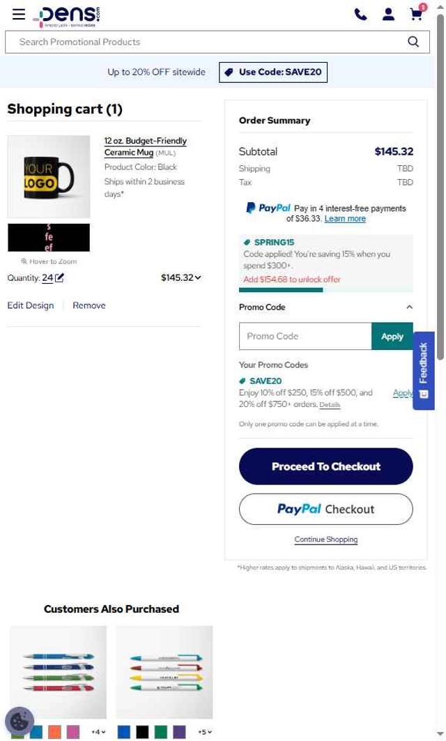 National Pen checkout page showing National Pen discount code box | Screenshot taken by SimplyCodes community member on Aug 28, 2025