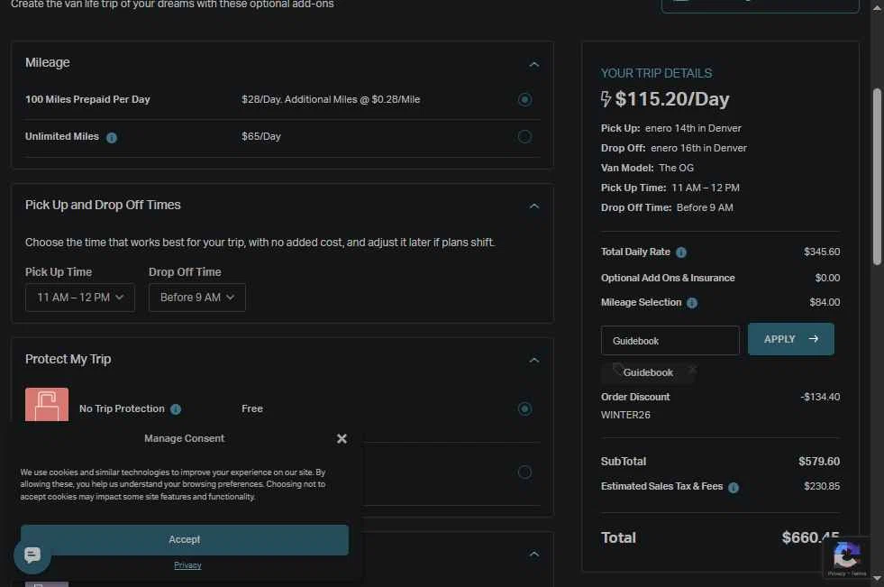 Native Campervans checkout page showing Native Campervans promo code box | Screenshot taken by SimplyCodes community member on Dec 31, 2025