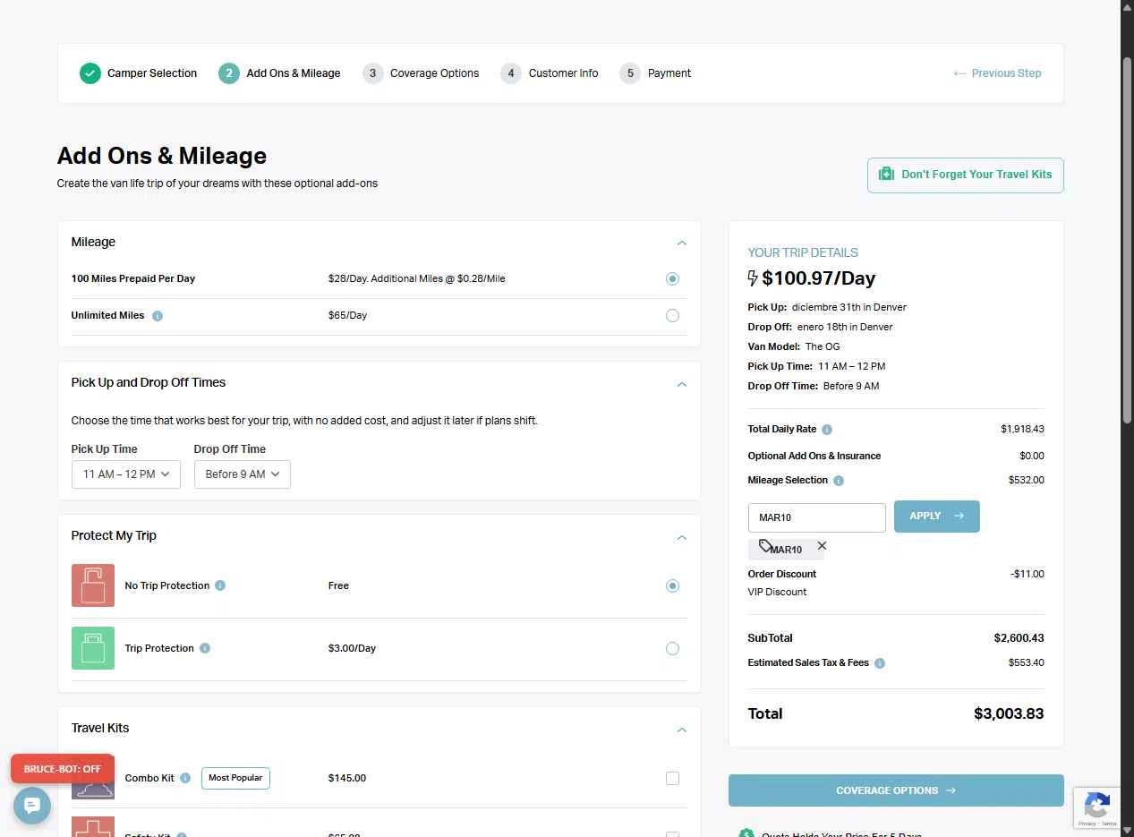 Native Campervans checkout page showing Native Campervans promo code box | Screenshot taken by SimplyCodes community member on Dec 18, 2025