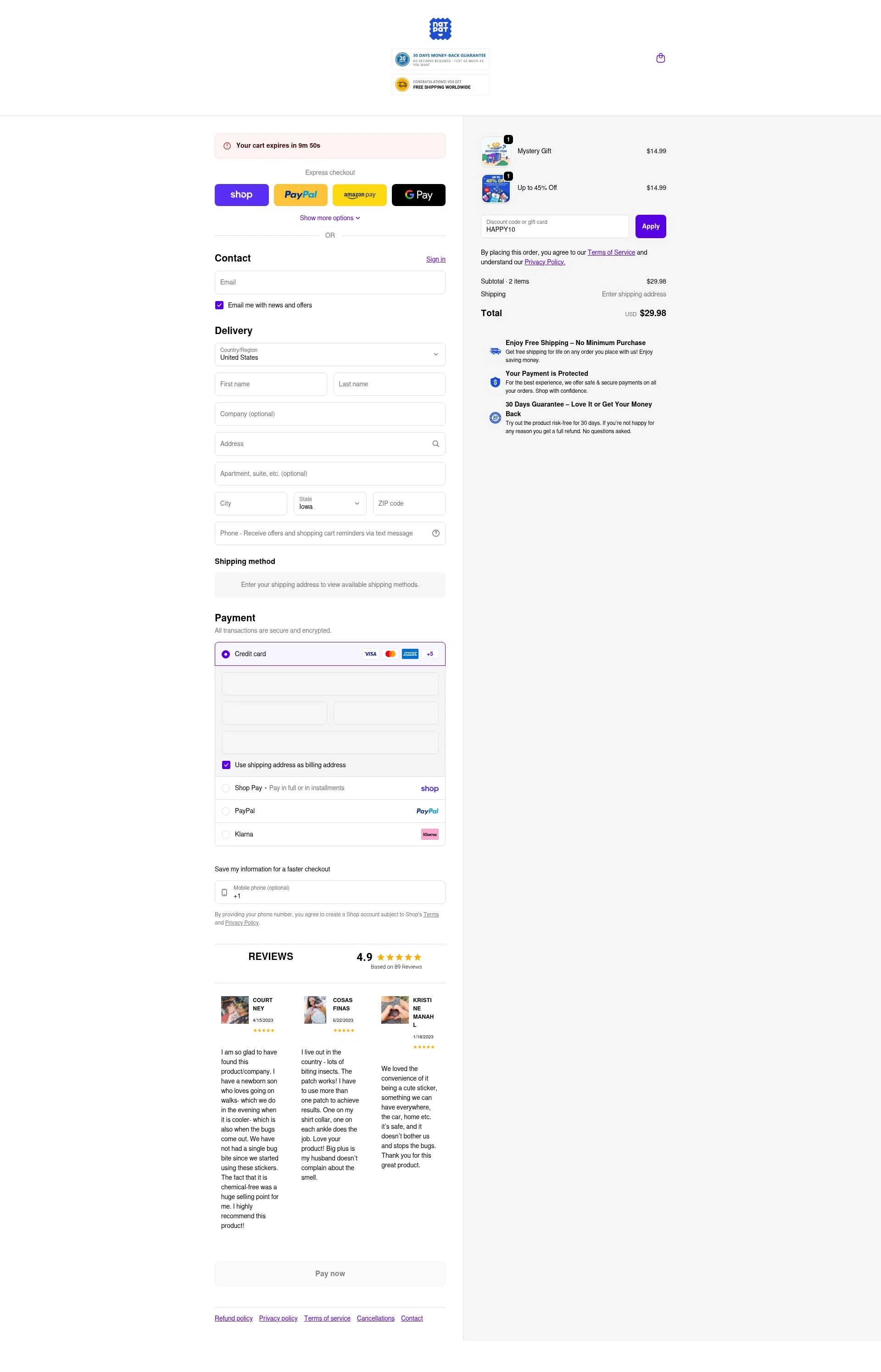 NATPAT AU checkout page showing NATPAT AU promo code box | Screenshot taken by SimplyCodes community member on Feb 15, 2026