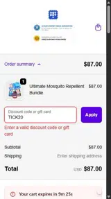 TICK20 coupon verification screenshot