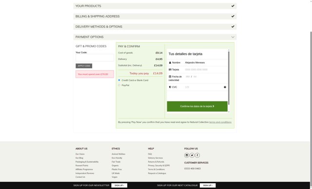 Natural Collection checkout page showing Natural Collection promo code box | Screenshot taken by SimplyCodes community member on Jun 5, 2025