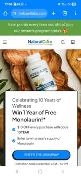 Natural Cure Labs coupon verification screenshot