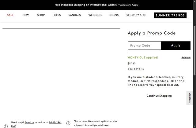 Naturalizer checkout page showing Naturalizer promo code box | Screenshot taken by SimplyCodes community member on Jul 27, 2025
