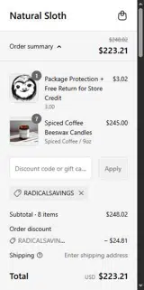 RADICALSAVINGS coupon verification screenshot