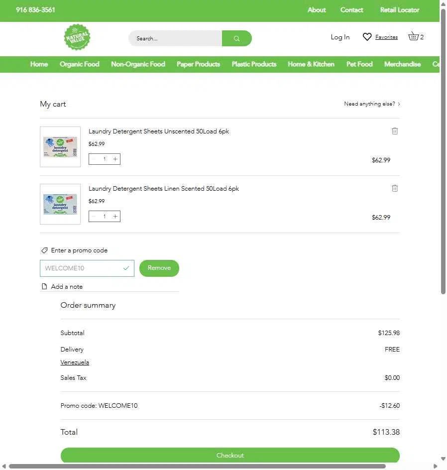Natural Value checkout page showing Natural Value promo code box | Screenshot taken by SimplyCodes community member on Dec 25, 2025
