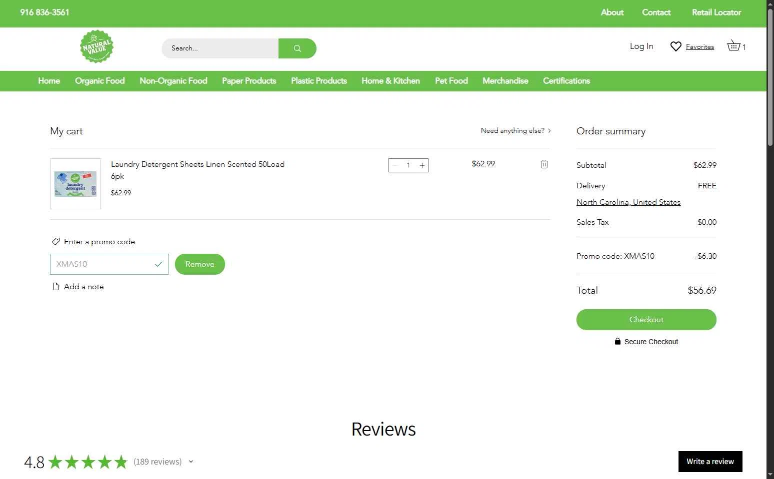Natural Value checkout page showing Natural Value promo code box | Screenshot taken by SimplyCodes community member on Dec 5, 2025