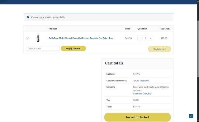 Natural Wonder Pets checkout page showing Natural Wonder Pets coupon code box | Screenshot taken by SimplyCodes community member on Jul 6, 2025