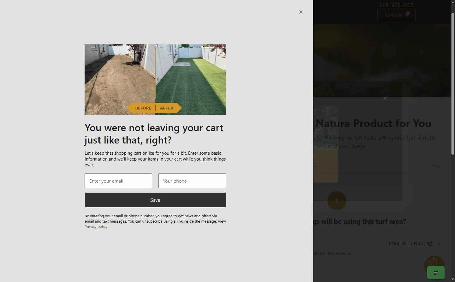 Natura-turf checkout page showing Natura-turf promo code box | Screenshot taken by SimplyCodes community member on Oct 4, 2025