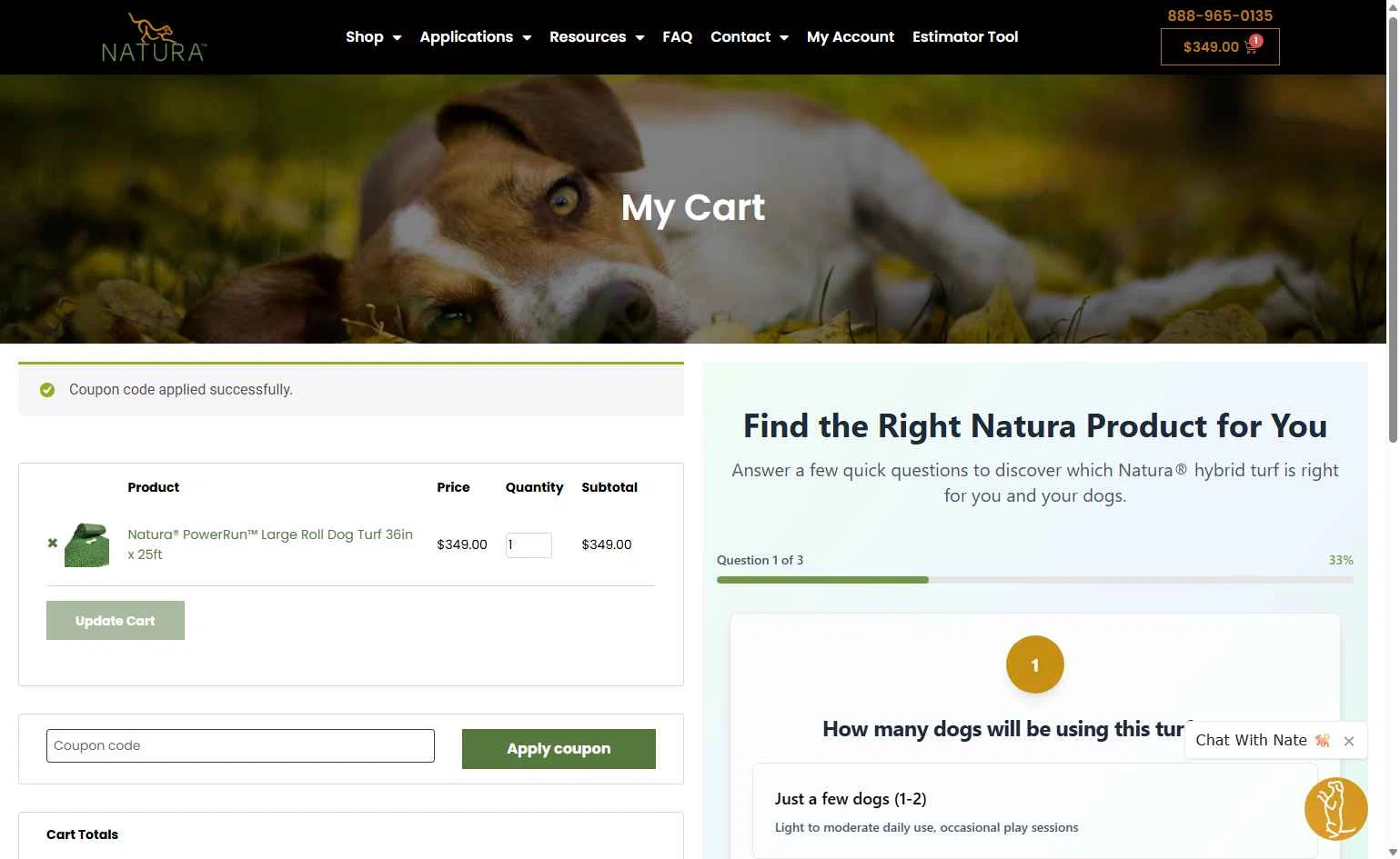 Natura-turf checkout page showing Natura-turf promo code box | Screenshot taken by SimplyCodes community member on Dec 31, 2025