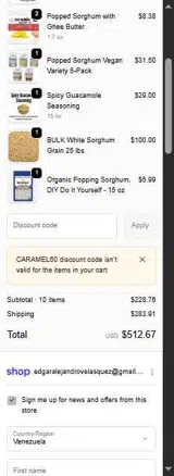 CARAMEL60 coupon verification screenshot