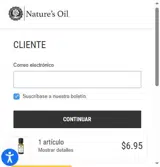 Nature's Oil coupon verification screenshot