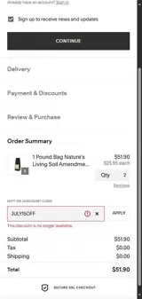 JULY15OFF coupon verification screenshot