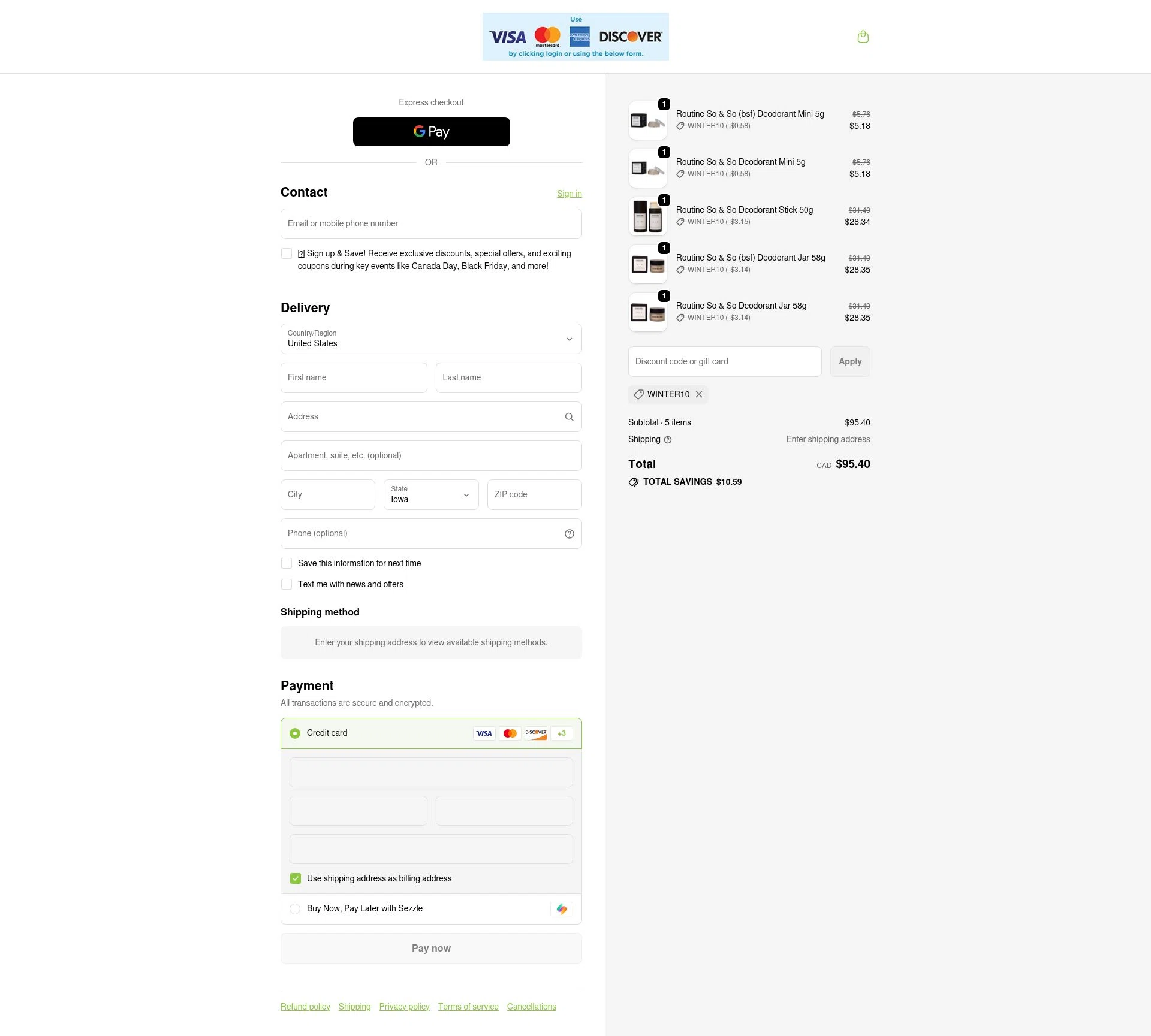 Nature's Source checkout page showing Nature's Source promo code box | Screenshot taken by SimplyCodes community member on Nov 1, 2025