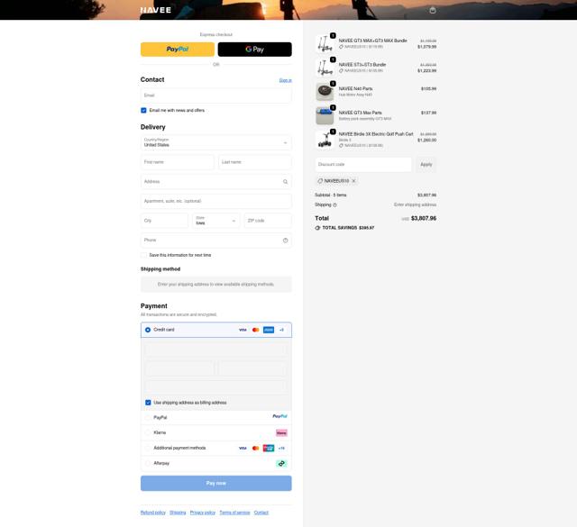 NAVEE checkout page showing NAVEE promo code box | Screenshot taken by SimplyCodes community member on Sep 19, 2025