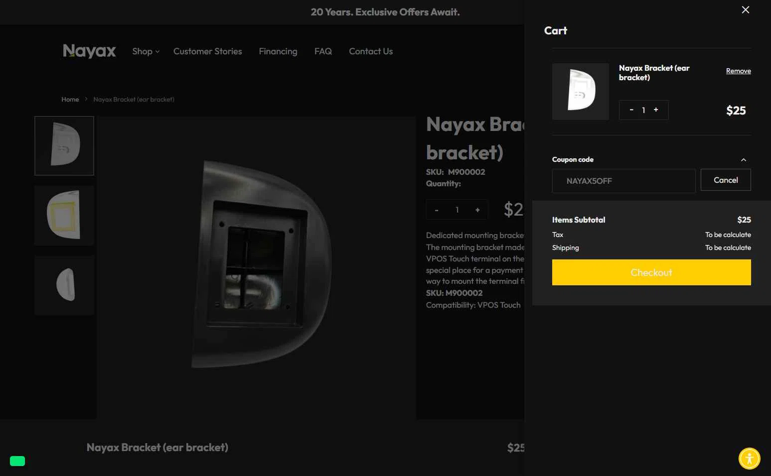 Nayax checkout page showing Nayax coupon code box | Screenshot taken by SimplyCodes community member on Sep 1, 2025