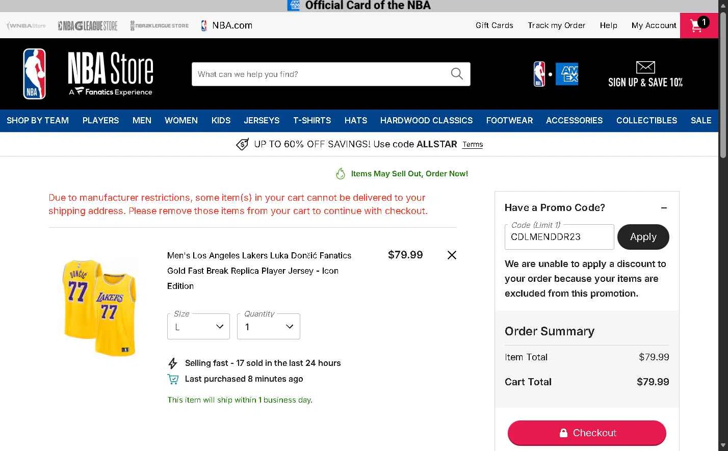 NBA League Pass checkout page showing NBA League Pass promo code box | Screenshot taken by SimplyCodes community member on Feb 13, 2026