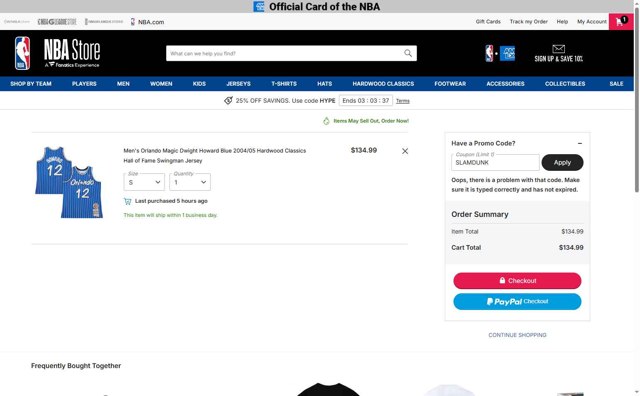 NBA League Pass checkout page showing NBA League Pass promo code box | Screenshot taken by SimplyCodes community member on Sep 6, 2025