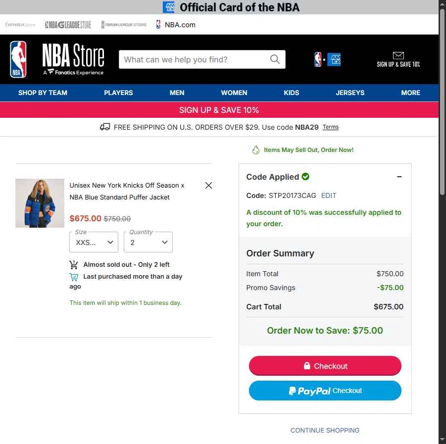 NBA League Pass checkout page showing NBA League Pass promo code box | Screenshot taken by SimplyCodes community member on Jan 8, 2026