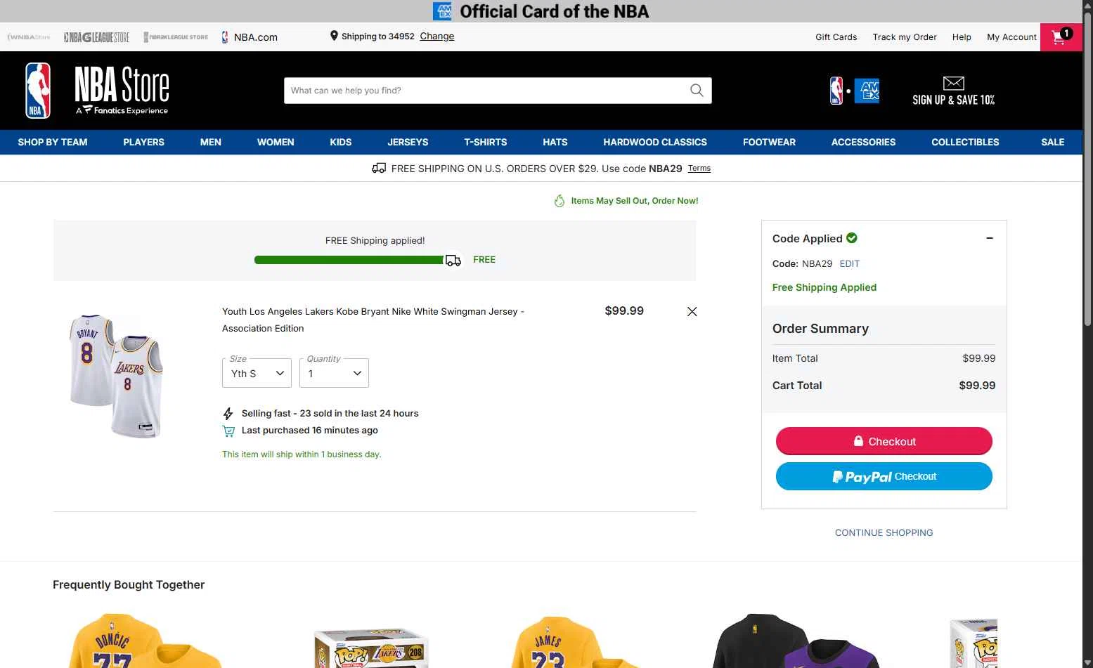 NBA League Pass checkout page showing NBA League Pass promo code box | Screenshot taken by SimplyCodes community member on Jan 27, 2026