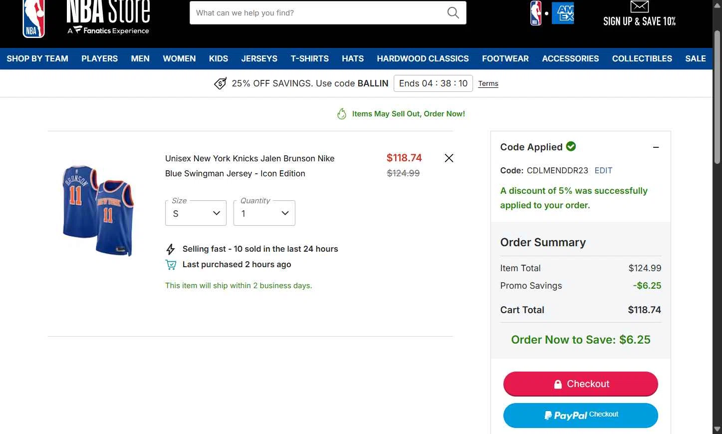 NBA League Pass checkout page showing NBA League Pass promo code box | Screenshot taken by SimplyCodes community member on Jan 24, 2026