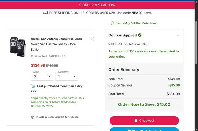 NBA League Pass checkout page showing NBA League Pass promo code box | Screenshot taken by SimplyCodes community member on Sep 23, 2025