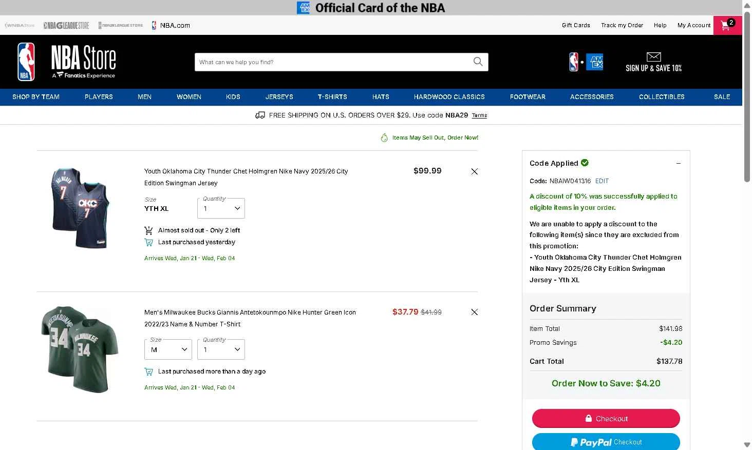 NBA League Pass checkout page showing NBA League Pass promo code box | Screenshot taken by SimplyCodes community member on Jan 6, 2026