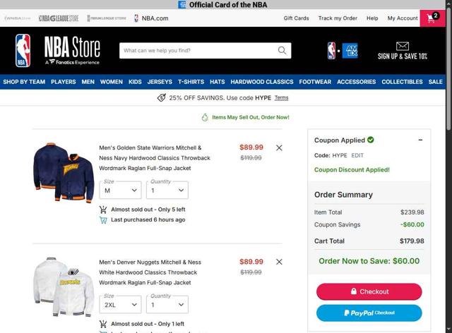NBA League Pass checkout page showing NBA League Pass promo code box | Screenshot taken by SimplyCodes community member on Sep 24, 2025