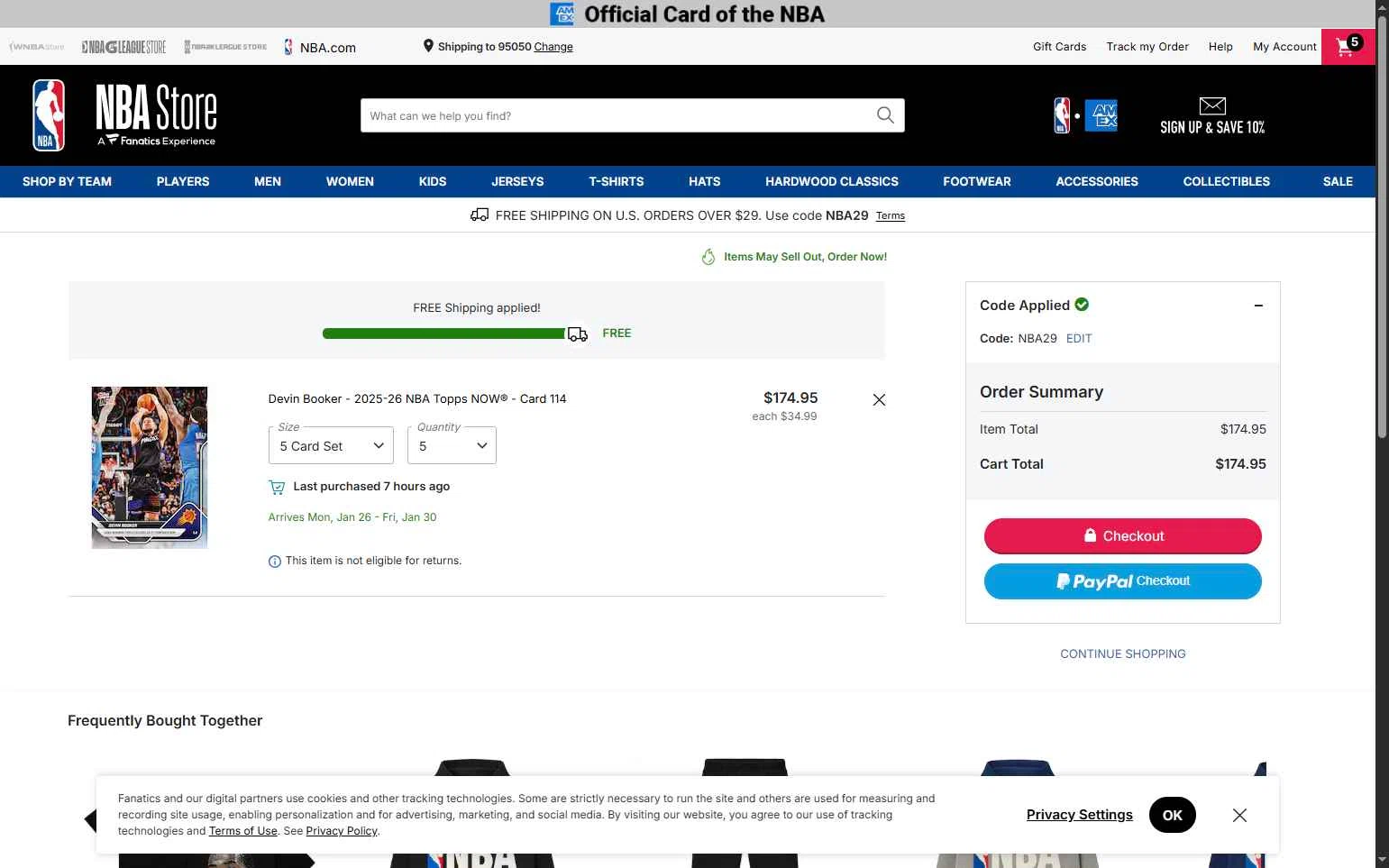 NBA League Pass checkout page showing NBA League Pass promo code box | Screenshot taken by SimplyCodes community member on Jan 6, 2026