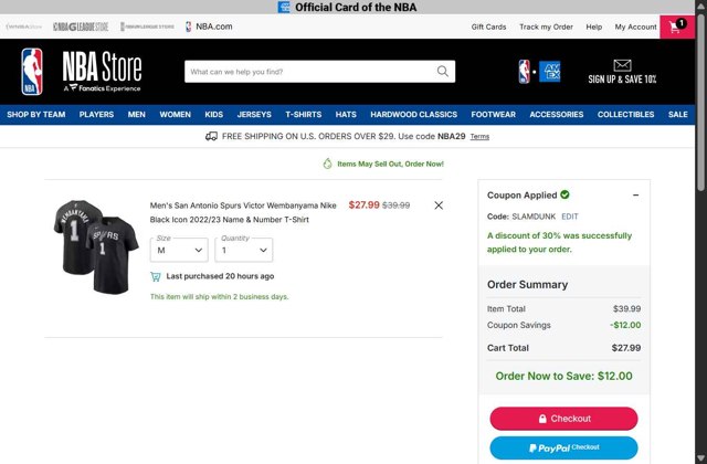NBA League Pass checkout page showing NBA League Pass promo code box | Screenshot taken by SimplyCodes community member on Sep 2, 2025
