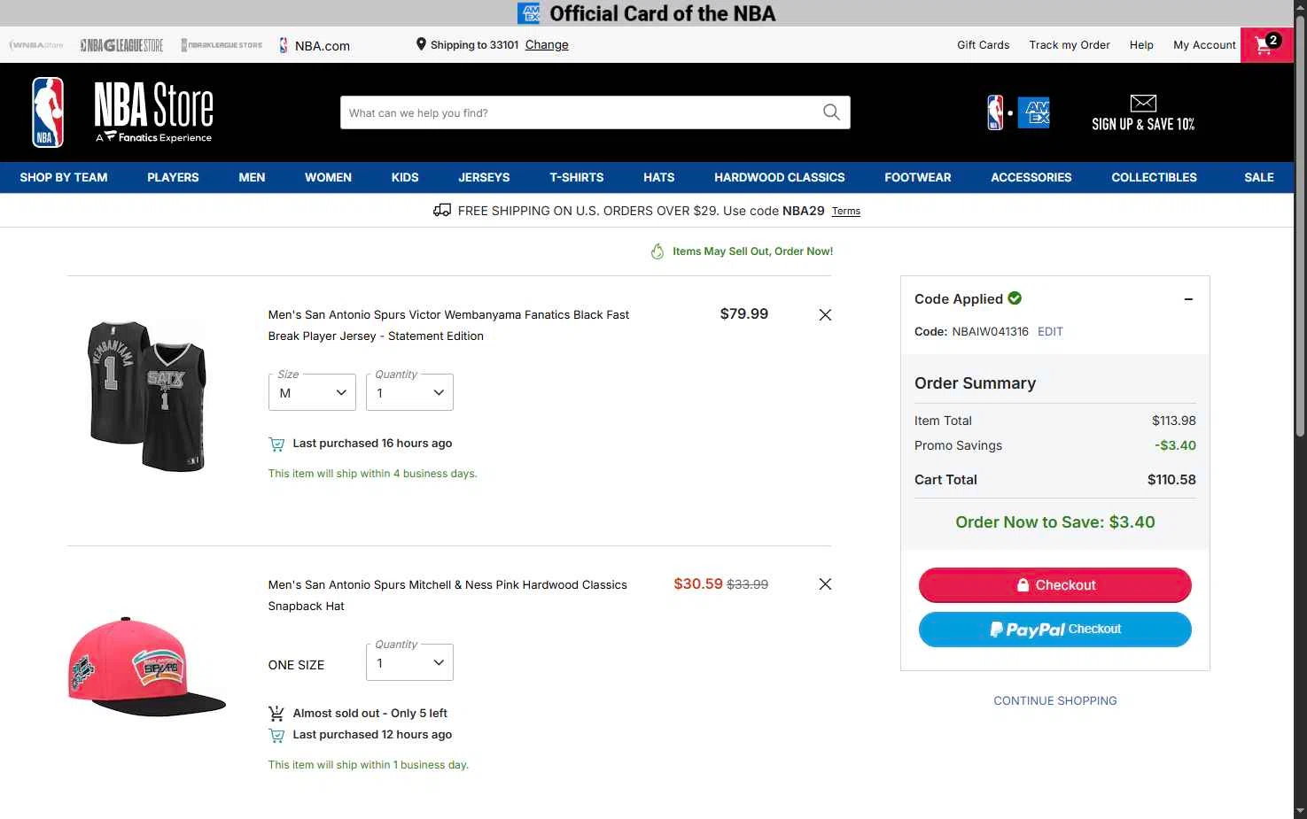 NBA League Pass checkout page showing NBA League Pass promo code box | Screenshot taken by SimplyCodes community member on Feb 18, 2026