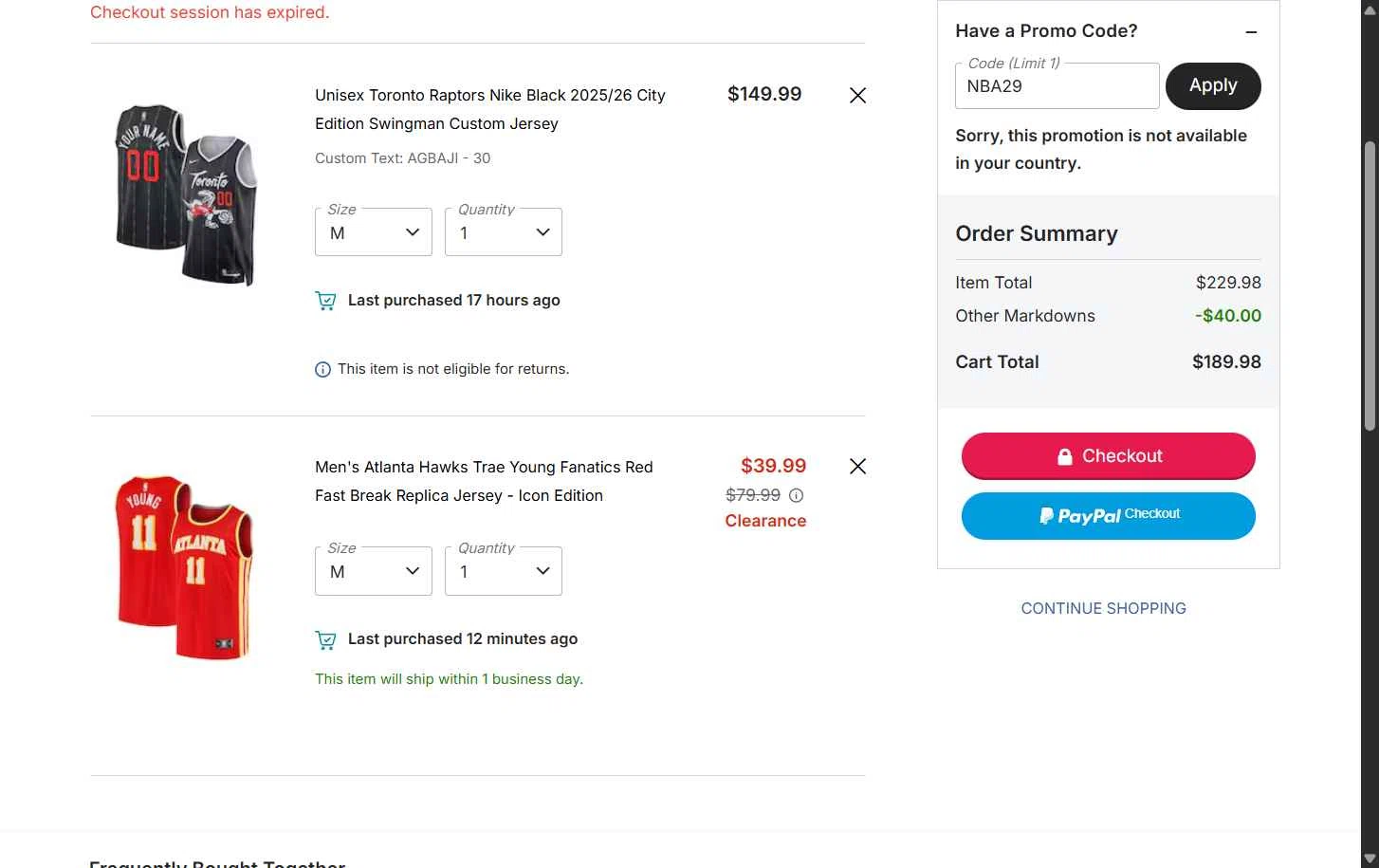 NBA League Pass checkout page showing NBA League Pass promo code box | Screenshot taken by SimplyCodes community member on Jan 30, 2026