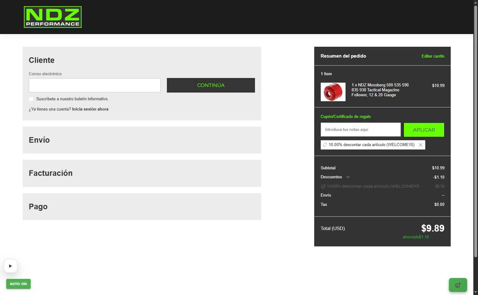 NDZ Performance checkout page showing NDZ Performance coupon code box | Screenshot taken by SimplyCodes community member on Jan 26, 2026