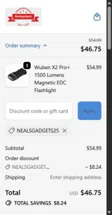 Nealsgadgets25 coupon verification screenshot