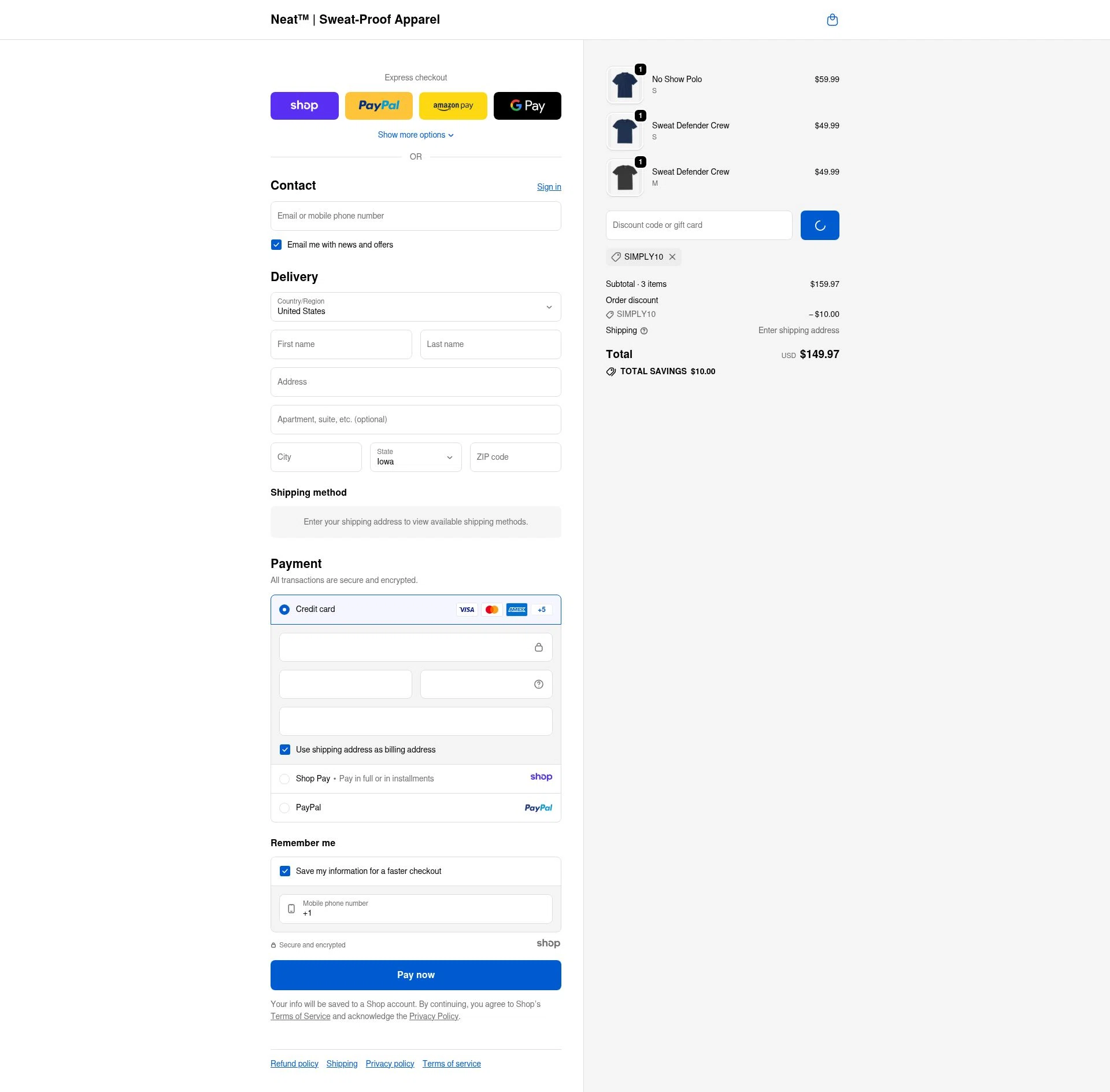 Neat Apparel checkout page showing Neat Apparel promo code box | Screenshot taken by SimplyCodes community member on Dec 31, 2025