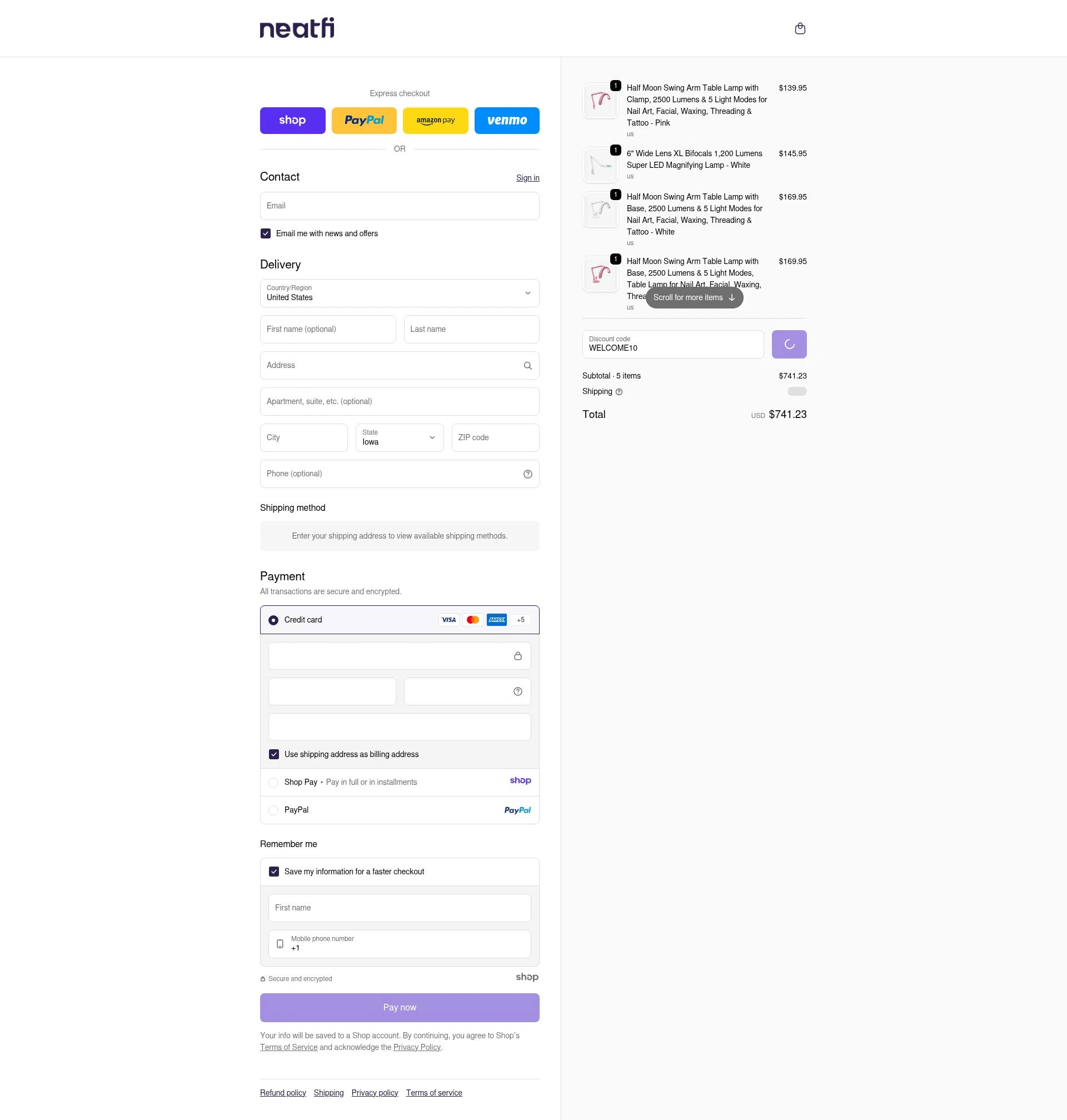 Neatfi checkout page showing Neatfi promo code box | Screenshot taken by SimplyCodes community member on Dec 22, 2025