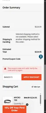 BANDO15 coupon verification screenshot