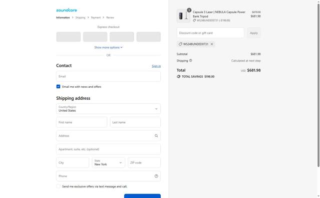 Nebula checkout page showing Nebula discount code box | Screenshot taken by SimplyCodes community member on Sep 10, 2025