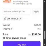 CYNTHIABF25 coupon verification screenshot