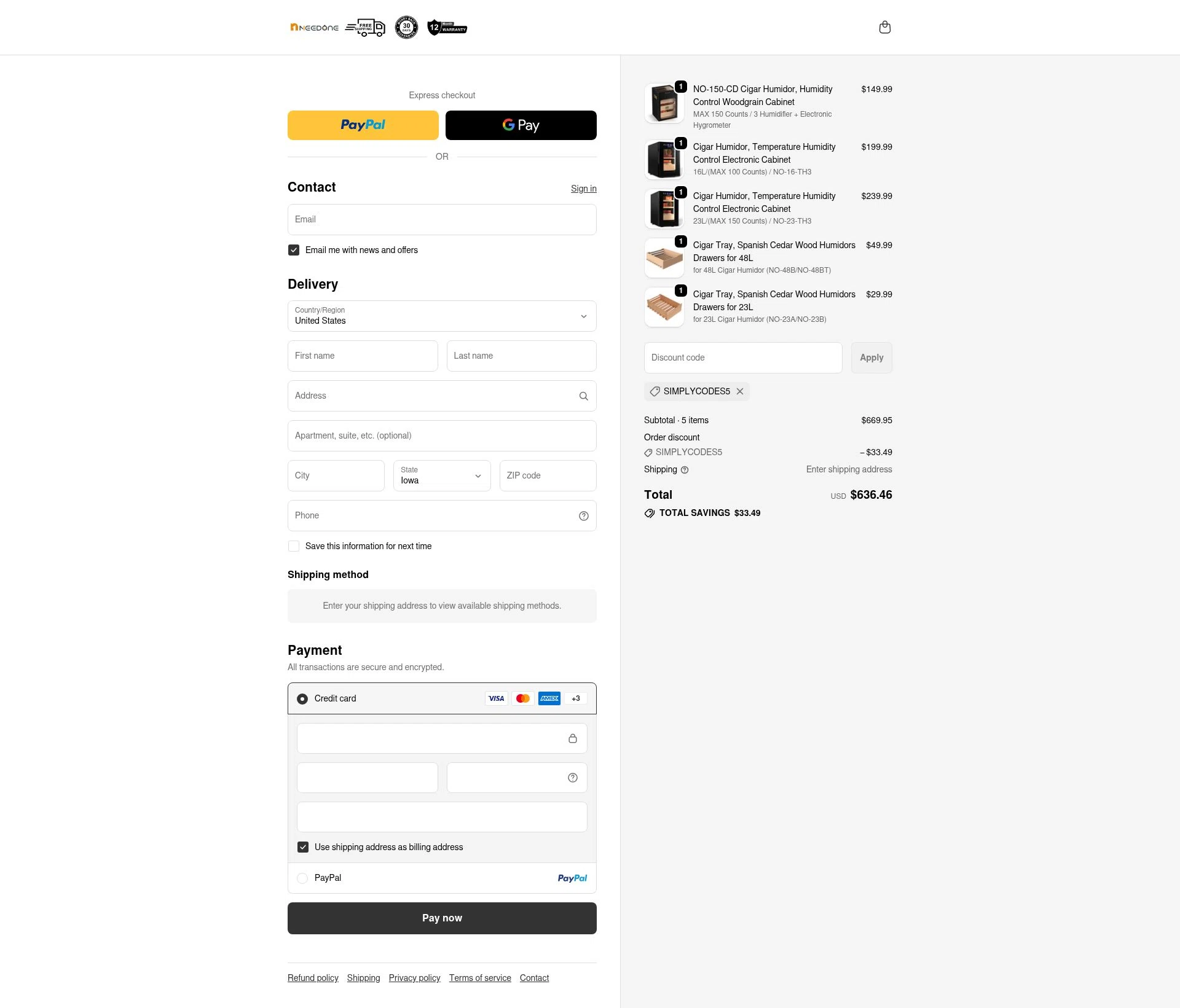 NEEDONE checkout page showing NEEDONE promo code box | Screenshot taken by SimplyCodes community member on Jan 8, 2026